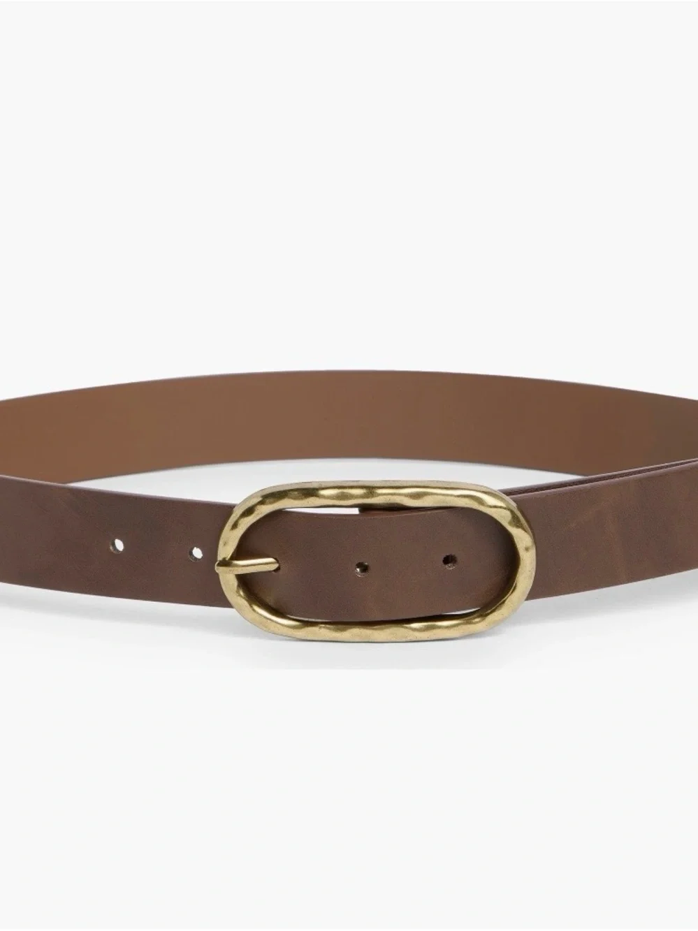Melrose and Market Brown Belt with Hammered Gold Oval Buckle-Medium